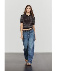MASSIMO DUTTI - Cotton-Blend Striped Open-Knit Polo Shirt - Lyst