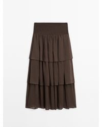 MASSIMO DUTTI - Lange Rok Met Ruches - Lyst