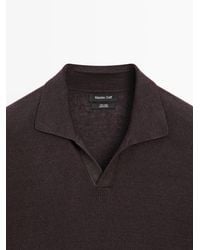 MASSIMO DUTTI - Jersey Polo Cuello Pico Lino - Lyst