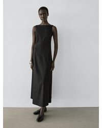 MASSIMO DUTTI Long Flared Halter Dress in Grey | Lyst UK MASSIMO DUTTI Long Flared Halter Dress in Grey | Lyst UK