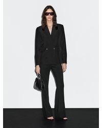 MASSIMO DUTTI - Cropped Wool Blend Double-Breasted Blazer - Lyst