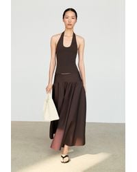 MASSIMO DUTTI - Flounce Midi Skirt With Yoke Detail - Lyst