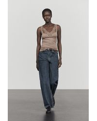 MASSIMO DUTTI - Strappy Lace-Trimmed Camisole Top - Lyst