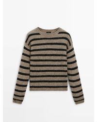 MASSIMO DUTTI - Striped Knit Crew Neck Sweater - Lyst