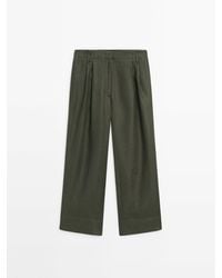 MASSIMO DUTTI - 100% Linen Trousers With Double Darts - Lyst