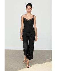MASSIMO DUTTI - Strappy Top With Lace Detail - Lyst