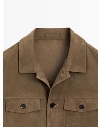 MASSIMO DUTTI - Distressed Effect Leather Jacket With Pockets - Lyst