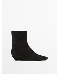 MASSIMO DUTTI - Split Leather Wedge Ankle Boots - Lyst