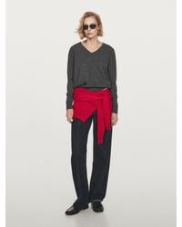 MASSIMO DUTTI - Jersey Punto Cuello Pico 100% Cashmere - Lyst