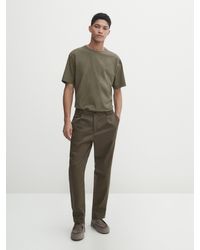MASSIMO DUTTI - T-Shirt Baumwolle Gefärbter Effekt - Grün - S - Lyst