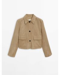 MASSIMO DUTTI - Suede Leather Jacket With Pockets - Lyst