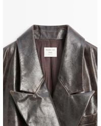 MASSIMO DUTTI - Nappa Leather Button-Down Blazer - Lyst