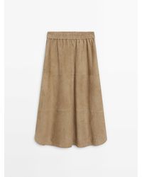 MASSIMO DUTTI - Long Nappa Leather Skirt With Side Splits - Lyst