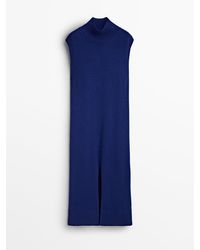MASSIMO DUTTI - High Neck Knit Dress With Opening - Lyst