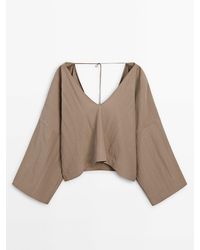 MASSIMO DUTTI - Blouse With Back Drawstring Detail - Lyst