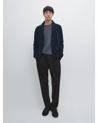 MASSIMO DUTTI - Knit Wool Blend Cardigan With Collar - Lyst