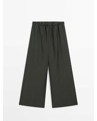MASSIMO DUTTI - Wide-Leg Trousers With Elastic Waistband - Lyst