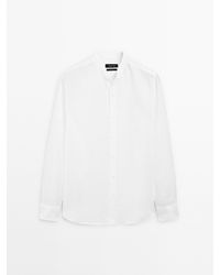 MASSIMO DUTTI - 100% Linnen Overhemd Regular Fit Met Kraag Met Bandje - Lyst