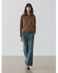 MASSIMO DUTTI - Fine Knit Round Neck Jumper, 100% Wool - Lyst