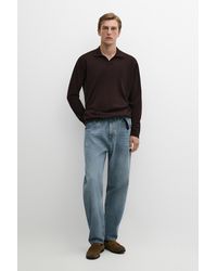 MASSIMO DUTTI - 100% Merino Wool Knit Polo Sweater - Lyst