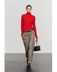 MASSIMO DUTTI - Ribbed Mock Turtleneck Knit Sweater - Lyst