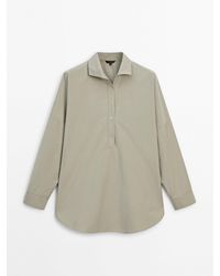 MASSIMO DUTTI - Cotton Blend Shirt With Polo Collar - Lyst