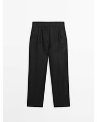 MASSIMO DUTTI - Slim Fit Darted Linen Trousers - Lyst
