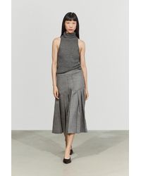 MASSIMO DUTTI - 100% Wool Pleated Midi Skirt With Pocket Detail - Lyst