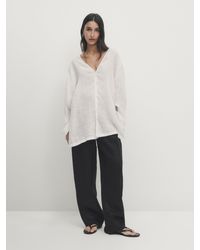 MASSIMO DUTTI - 100% Linen Open Oversize Blouse - Lyst