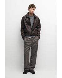 MASSIMO DUTTI - Nappa Leather Jacket With Toggle Details - Lyst