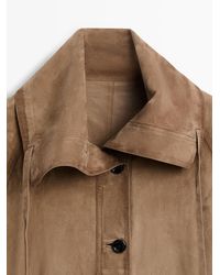 MASSIMO DUTTI - Suede Leather Stand-Up Collar Parka - Lyst