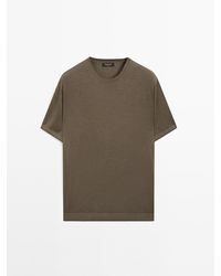 MASSIMO DUTTI - Tricot T-Shirt Van Katoenmix Met Korte Mouw - Lyst