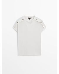 MASSIMO DUTTI - Drop-Shoulder Top With Button Detail - Lyst