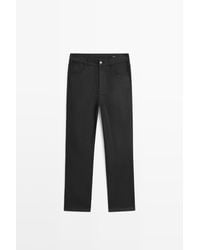 MASSIMO DUTTI - Gewaxte Straight Fit Broek - Lyst