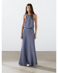 MASSIMO DUTTI - Vestido Largo Cuadros Detalle Espalda - Lyst