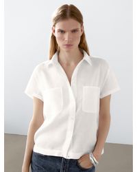 MASSIMO DUTTI - Camicia A Maniche Corte 100% Lino - Lyst