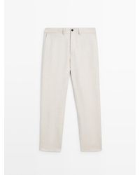 MASSIMO DUTTI - Lichtgewicht Linnen Broek Met Visgraatmotief - Lyst