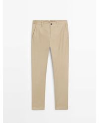 MASSIMO DUTTI - Tapered-Fit Cotton Twill Trousers - Lyst