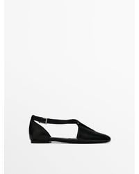 MASSIMO DUTTI - Flat Cut-Out Slingback Shoes With Crossed Detail - Lyst