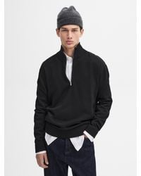 MASSIMO DUTTI - Strickpullover Aus Baumwolle Mit Stehkragen Und Reißverschluss - Lyst