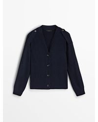 MASSIMO DUTTI - Knit Cardigan With Buttoned Tab Detail - Lyst