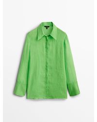 MASSIMO DUTTI 100% Ramie Shirt in Neon Green (Green) | Lyst