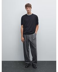 MASSIMO DUTTI - Short Sleeve Knit Wool Blend T-Shirt - Lyst