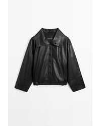 MASSIMO DUTTI - Nappaleren Bomberjack Met Knoopdetails - Lyst