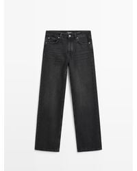 MASSIMO DUTTI - Wide Leg Jeans Met Halfhoge Taille - Lyst