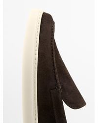 MASSIMO DUTTI - Split Suede Leather Moc Toe Loafer - Lyst