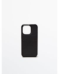 MASSIMO DUTTI - Leather Iphone 14 Pro Case With Card Slot - Lyst