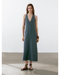 MASSIMO DUTTI - Linen Blend Dress With Back Detail - Lyst