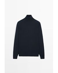 MASSIMO DUTTI - Tricot Trui Van Katoenmix Met Opstaande Kraag - Lyst
