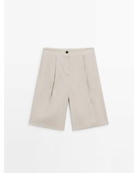 MASSIMO DUTTI - 100% Linen Darted Bermuda Shorts - Lyst